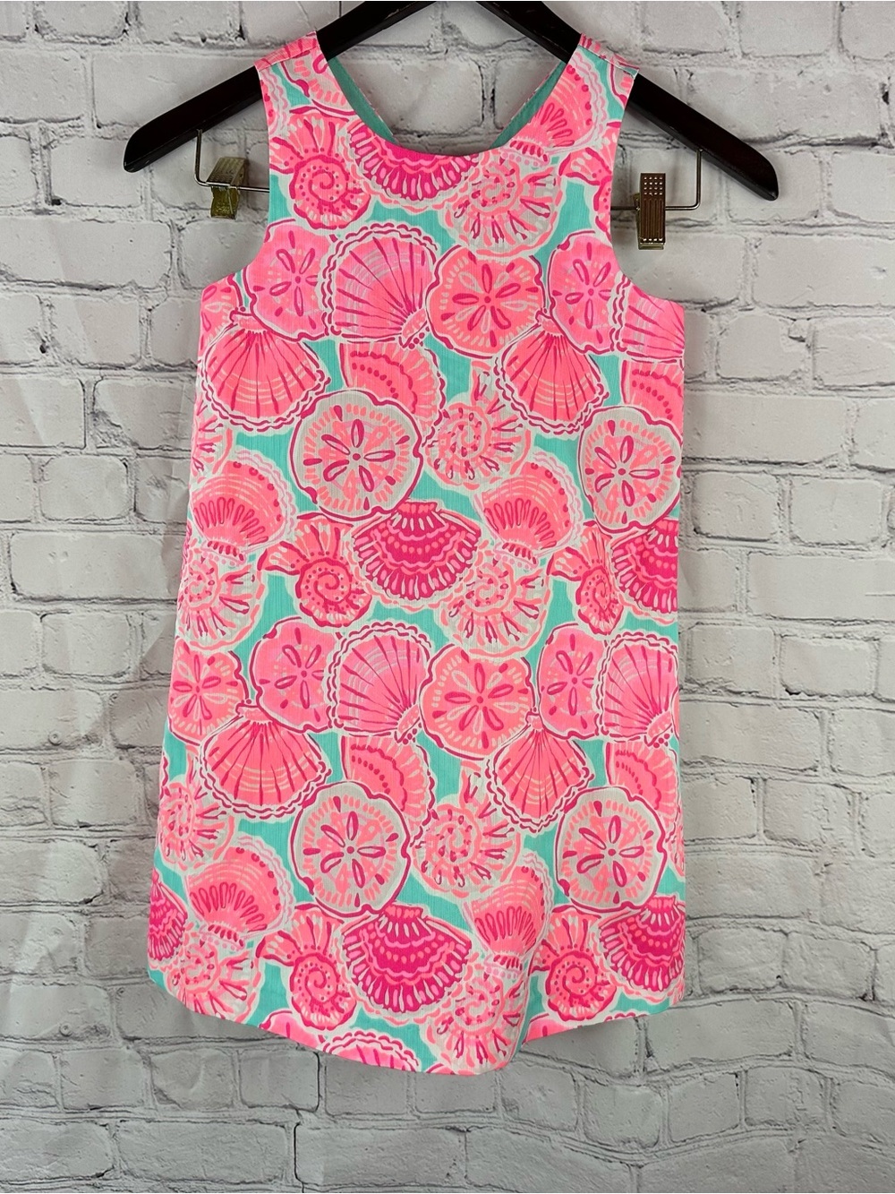 Tommy Bahama Shell Print shift sleeveless Dress Girls 7 beach tropical resort